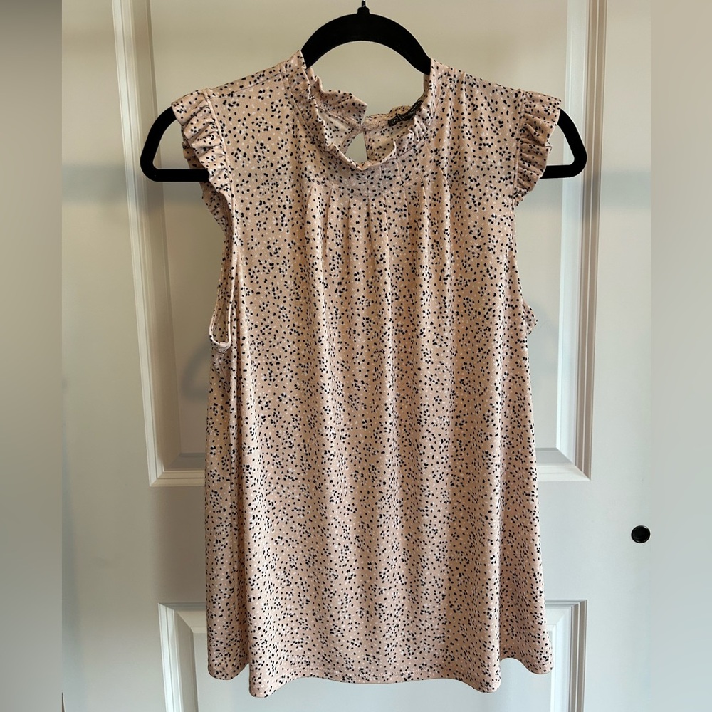 Adrianna Papell Ruffle Blouse - Pink and Black